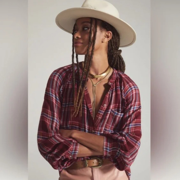 Pilcro Red Plaid Button-Down by Anthropologie - New Size XL - Picture 2 of 4